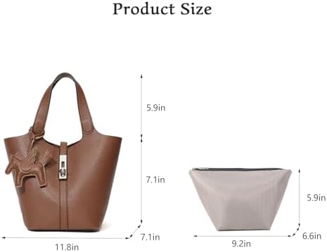 Tote Bag For Women Vegan Leather Bucket Purse For Women Top Handle Handbag Shoulder Bag With Detachable Small Purse
