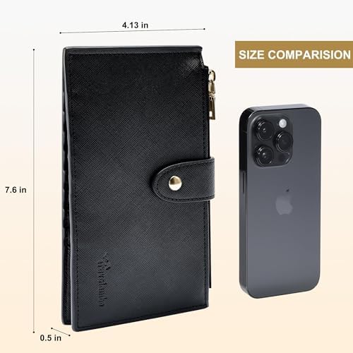 Travelambo RFID Wallet Women Large Size Bifold Multi Card Wallet Case With Zipper Pocke Credit Card Holder For Women