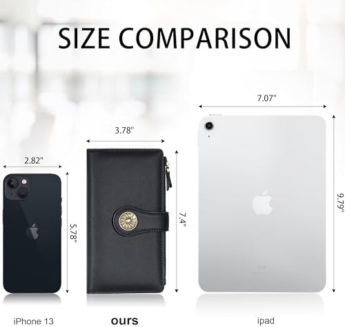 Travelambo Women's Wallet RFID Blocking Trifold Clutch Large Capacity Credit Card Holder Travel Purse