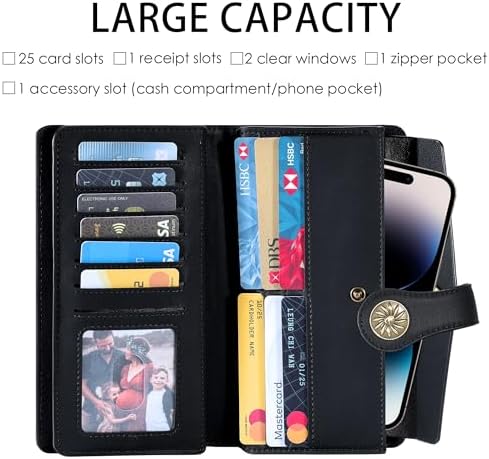 Travelambo Women's Wallet RFID Blocking Trifold Clutch Large Capacity Credit Card Holder Travel Purse