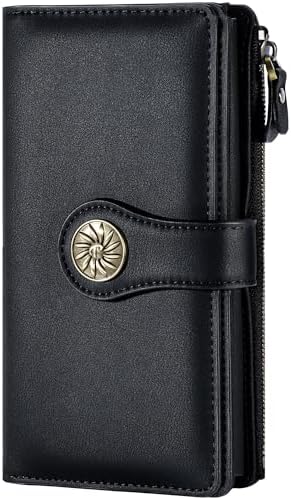 Travelambo Women's Wallet RFID Blocking Trifold Clutch Large Capacity Credit Card Holder Travel Purse