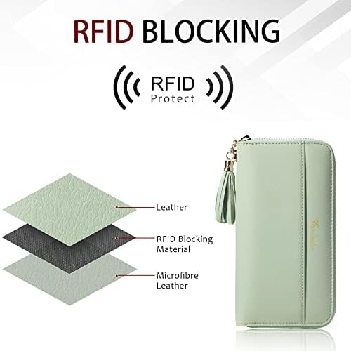 Travelambo Womens Wallet Tassel Bifold Ladies Cluth Wristlet Wrist Strap Long Purse