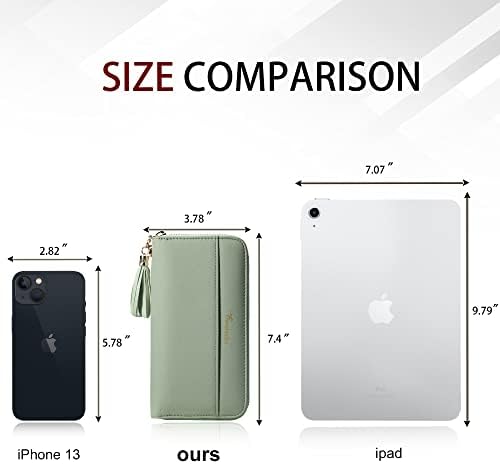 Travelambo Womens Wallet Tassel Bifold Ladies Cluth Wristlet Wrist Strap Long Purse