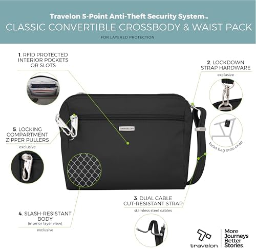 Travelon Anti-Theft Classic Convertible Crossbody & Waist Pack