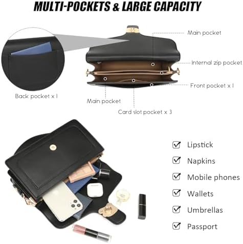 Travistar 时尚女士斜挎包 - 小号斜挎钱包单肩包皮革手提包晚宴手拿包带 2 条肩带