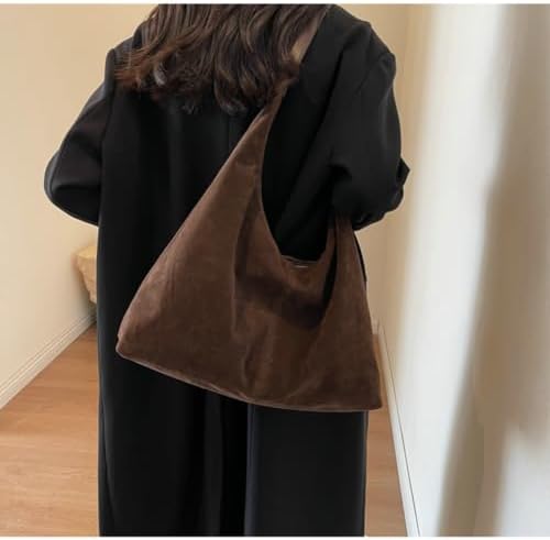 Trendy Suede Crescent Shoulder Bag Women Tote Bag Satchels Crossbody Purse Top-handle Travel College Work Tote Handbag