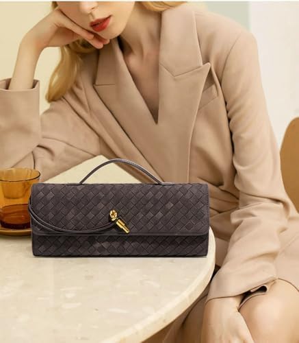 Trendy Woven Evening Clutch Purses Women Underarm Shoulder Handbag Cute Satchels Crossbody Purse PU Leather Wallet