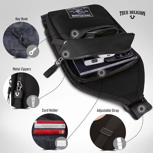 True Religion Crossbody Bag Men – Casual Shoulder Sling Bag For Men Small Travel Men’s Crossbody