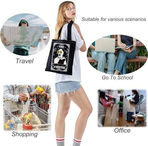 TSOTMO Horror Merch Scary Clown Tote Bag For Horror Film Lovers Halloween Scary Movie Gift (JOKE)