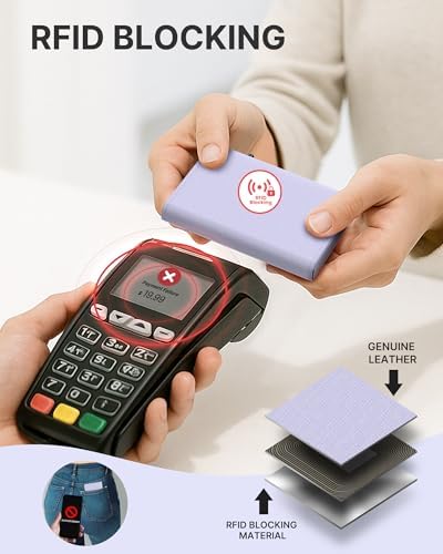 Typecase Womens Wallet Card Holder: Pop Up Card Case Genuine Leather RFID Blocking Slim Minimalist Thin Small Size - 9-14 Card Capacitiy ID Window Cash Pocket (Ligtht Purple)