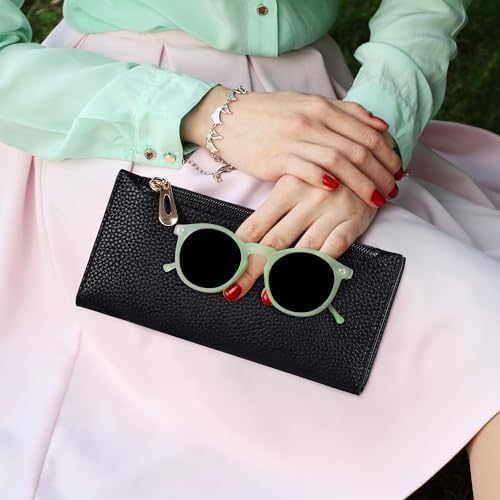 Ultra Slim Wallet For Women Bifold Leather RFID Blocking Credit Card Holder Ladies Womens Wallet With Zip Pocket