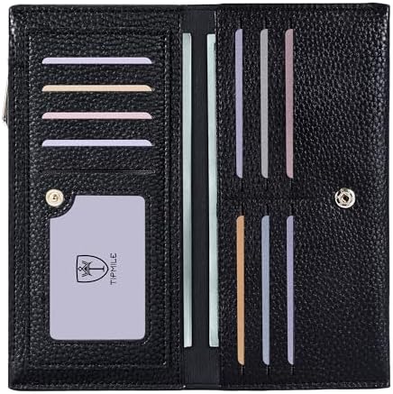 Ultra Slim Wallet for Women Bifold Leather RFID Blocking Credit Card Holder Ladies Womens Wallet with Zip Pocket