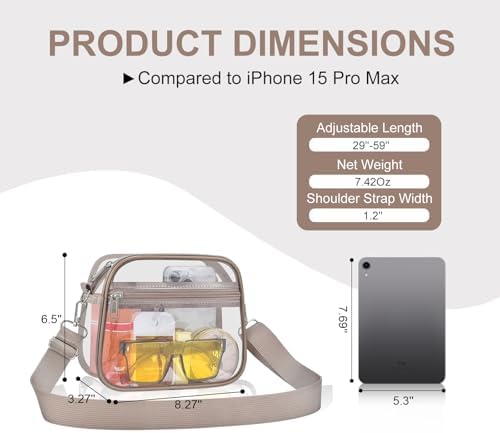 USPECLARE Clear Bag For Stadium Events Clear Purse For Women And Men For Sports Events Concerts Festivals