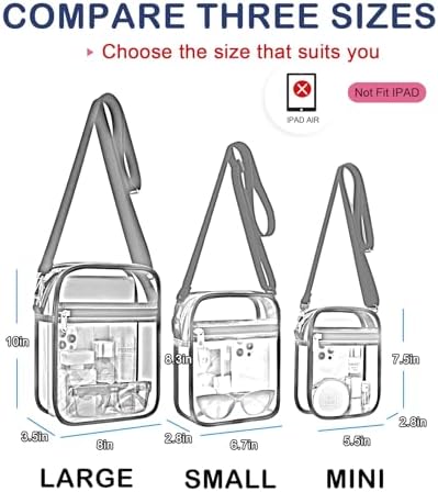 USPECLARE Clear Purse Stadium Transparent Messenger Bag Stadium Approved For Men And Women Clear CrossBody Bag