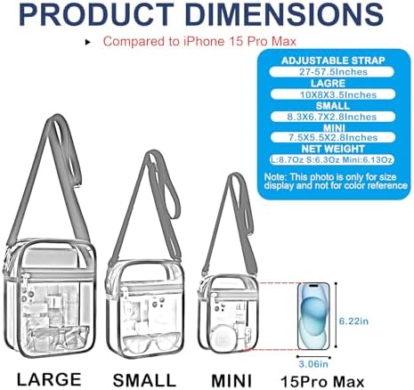 USPECLARE Clear Purse Stadium Transparent Messenger Bag Stadium Approved For Men And Women Clear CrossBody Bag