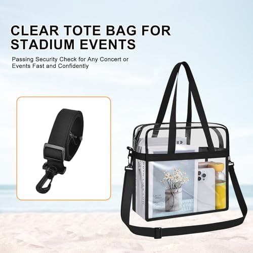 USPECLARE Clear Tote Bag For Stadium Events 12x6x12 Transparent Stadium Bag For Work Sports Games Gym Concerts
