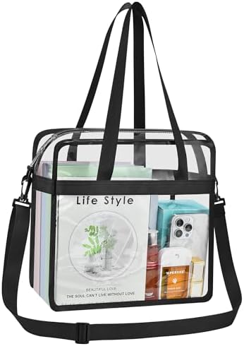 USPECLARE Clear Tote Bag for Stadium Events 12x6x12 Transparent Stadium Bag for Work Sports Games Gym Concerts