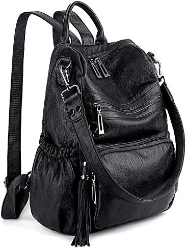 UTO Women Backpack Purse Leather Vegan Ladies Fashion Designer Rucksack Convertible Travel Shoulder Bag with Tassel