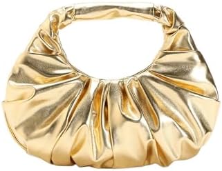 Verdusa Women's Metallic Ruched Bags PU Leather Evening Clutch Handbags