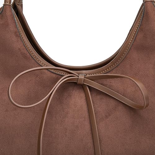 Vintage French Bow Tote Bag Large Capacity Hobo Bag Shoulder Bag Satchel Purse Chic Underarm Bag For Women Girls