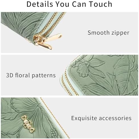 Wallet For Women Clutch Double Zip Around Credit Card Holder Leather Women's Wallet Large Capacity