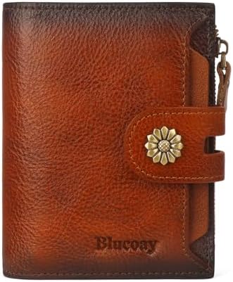 Wallet Women RFID Blocking Leather Womens Wallet Bifold Compact Card Holder Small Wallet for Women with Removable ID Window Brown