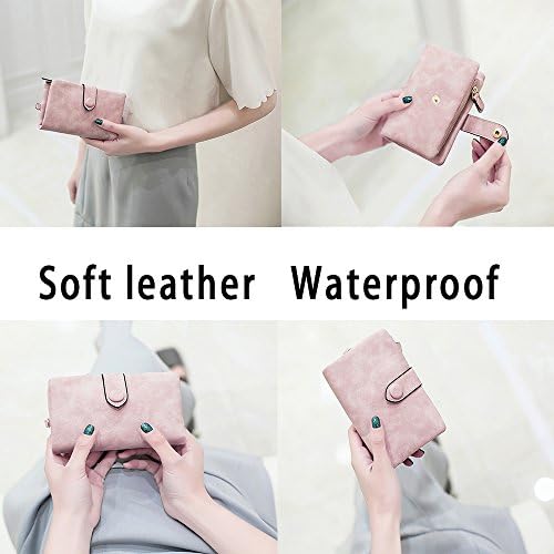 Wallets For Women Bifold Small Rfid Soft Leather Ladies Wallets Trifold Womens Wallets Billfolds Mini Wristlet Clutch Cute Zipper Coin Purse With Wrist Strap