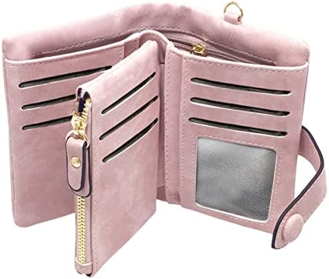 Wallets for Women Bifold Small Rfid Soft Leather Ladies Wallets Trifold Womens Wallets Billfolds Mini Wristlet Clutch Cute Zipper Coin Purse with Wrist Strap