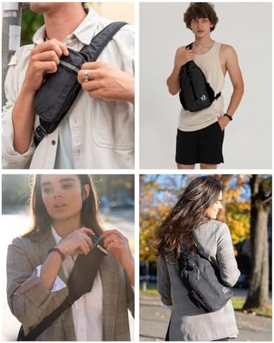 WATERFLY Crossbody Sling Backpack Sling Bag Travel Hiking Chest Bag Daypack (Black)