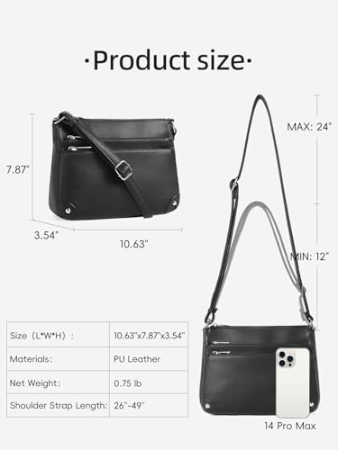 WESTBRONCO Crossbody Bags For Women Medium Size Shoulder Handbags Satchel Purse With Multi Zipper Pocket