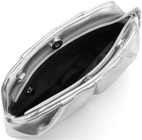 Women Clutch Bag Dressy Formal Handbag Pleated PU Clutch Purse Detachable Chain Crossbody Bag