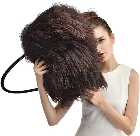 Women Luxury Real Lamb Mongolian Flush Wool Fur With Genuine Leather Handles Handbag