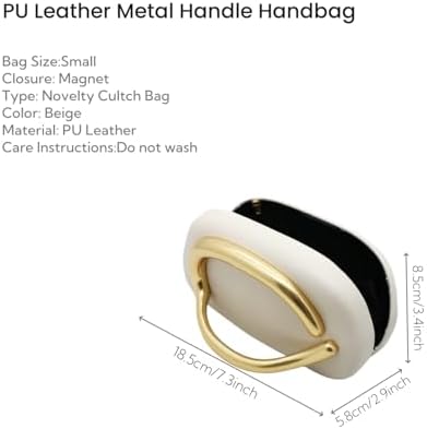 Women PU Leather Metal Handle Handbag Trendy Commuting Compact Stone Purse Hand-held Causal Shoulder Clutch Bag