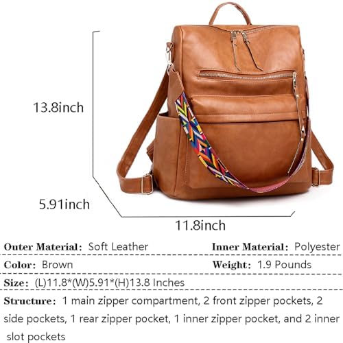 Women's Fashion Backpack Purse For Women Leather Multipurpose Design Ladies Shoulder Bag Travel Bag Satchel Handbags