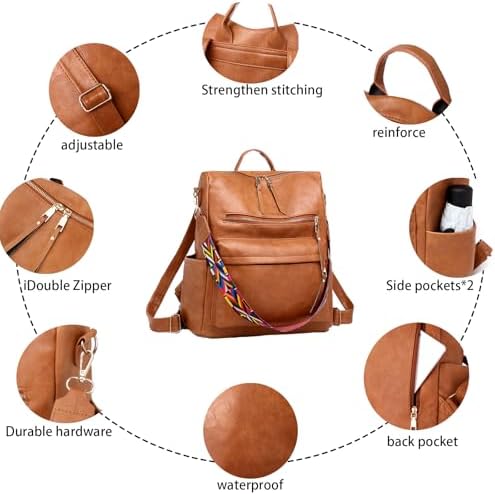 Women's Fashion Backpack Purse For Women Leather Multipurpose Design Ladies Shoulder Bag Travel Bag Satchel Handbags