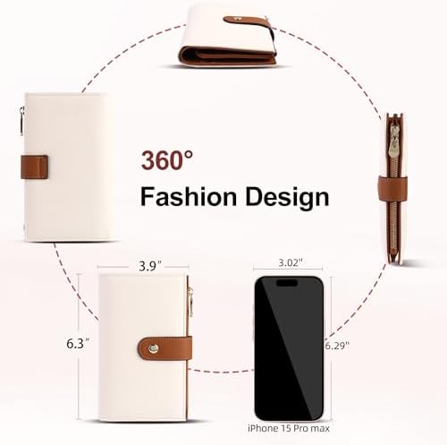 Women's Wallets RFID Blocking Leather Trifold Clutch Wallet Credit Card Holder Ladies Travel Wallet Purse With Pen Holder