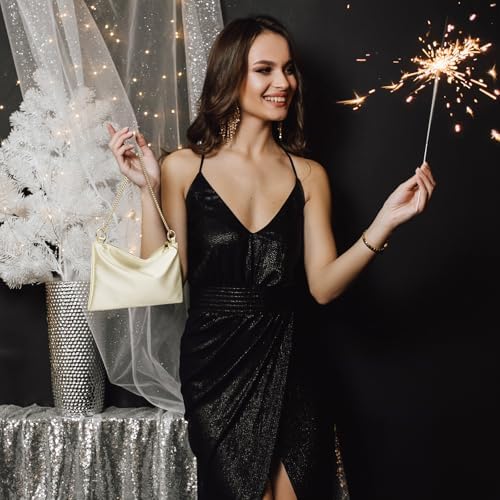 Women Satin Evening Handbag Wedding Prom Clutch Purse Formal Cocktail Party Clutches Shoulder Bag With 2 Bag Chains