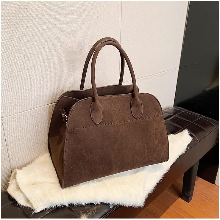 Womens Suede Tote Bag Faux Leather Tote Bag For Women Vintage Top Handle Bag Fashion Retro Shoulder Satchel Bag