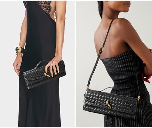 Woven Purse For Women Evening Clutch Woven Leather Handbags Crossbody Bag Formal Evening Bag