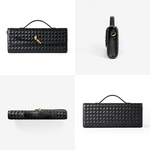 Woven Purse For Women Evening Clutch Woven Leather Handbags Crossbody Bag Formal Evening Bag