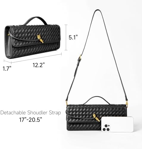 Woven Purse For Women Evening Clutch Woven Leather Handbags Crossbody Bag Formal Evening Bag