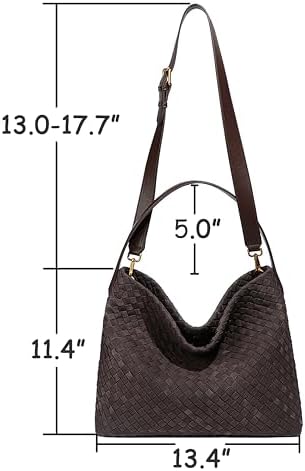 Woven Suede Shoulder Bag For Women Suede Hobo Bag Tote Elegant Handbag Satchel For Work Travel