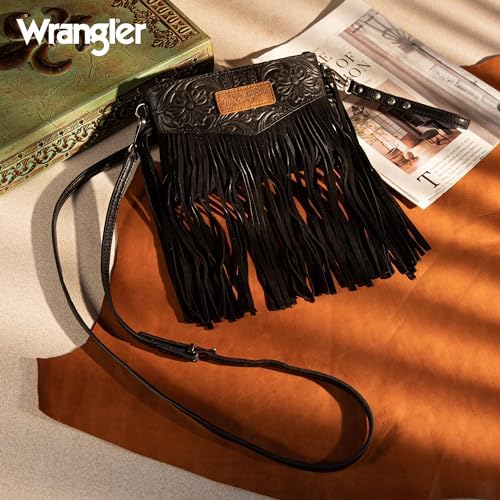 Wrangler Crossbody Small Purse For Women Wristlet Fringe Bag Western Purse