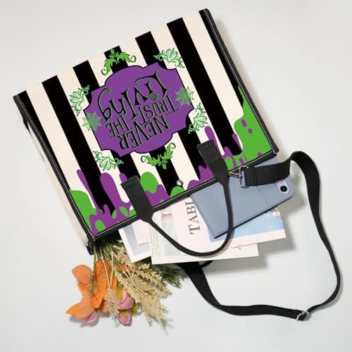 WSNANG Ghost Movie Inspired Gift Never Trust The Living Tote Bag Halloween Ghost Shoulder Bag