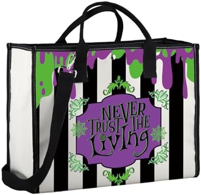WSNANG Ghost Movie Inspired Gift Never Trust The Living Tote Bag Halloween Ghost Shoulder Bag