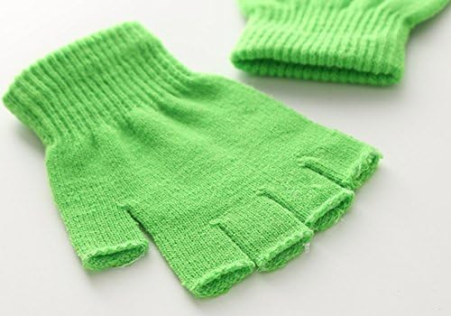 X&F Boys' And Girls' Solid Knitted Half Finger Mittens Typing Gloves Small