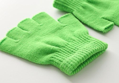 X&F Boys' And Girls' Solid Knitted Half Finger Mittens Typing Gloves Small