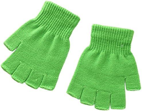 X&F Boys' and Girls' Solid Knitted Half Finger Mittens Typing Gloves Small