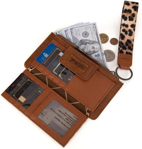 X Wrangler Brown Wristlet Wallet Minimalist Clutch Womens Wallet Rfid Card Cases & Money Organizers With Coin Purse And Smooth Zipper
