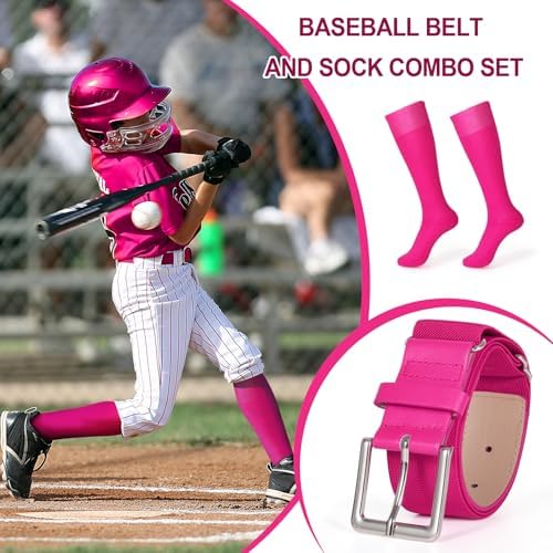 XZQTIVE Baseball Belt And Socks Combo Set Adjustable Softball Belt And Socks Elastic Waist Belt For Youth Adult